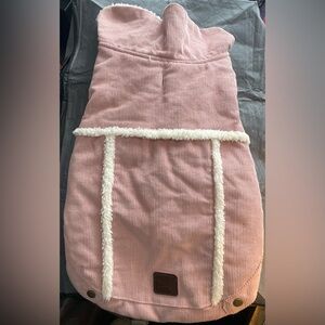 Pup Crew Pink Corduroy Dog Coat and Eddie Bauer Plaid Dog Coat